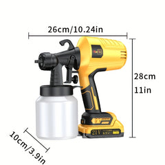 High Pressure and Low Flow HVLP Spray Gun, Suitable for Indoor and Outdoor Walls, Wood, Fences, Decks, Furniture - Including Adjustable Spray Mode and Ergonomic Design, Simple, Portable and Wireless, Suitable for Family Christmas Gifts.