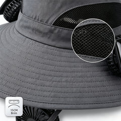 Fan Hat for Men And Women, Solar Wide Brim Sun Hat with Dual Cooling Fans, Adjustable Airflow Outdoor Hat for Summer Travel, Gardening, Hiking, Camping And Yard Work