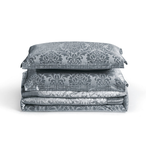 3 Piece Velvet Quilted Bedspread Set Jacquard Damask Bed Cover with Pillow Shams | Luxury Soft Polyester Bedspread for Double King Super King Beds | Modern Elegant Bedroom Bedding Set