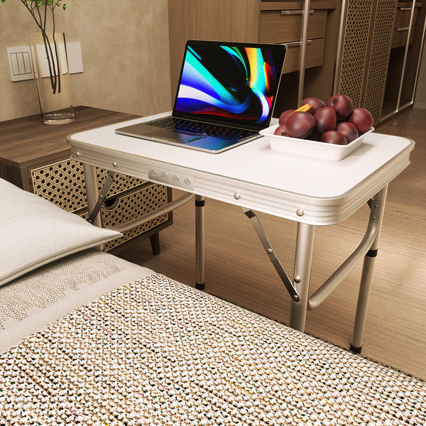 Side Table Small Foldable TV Tray with 2 Height Adjustable, Foldable Coffee Table, Lightweight Aluminum Outdoor and Indoor Snack Sofa Table, Easy to Install, 60.96cm x 45.72cm 2-Height 30.48/60.96cm Adjustable, DAYPLUS