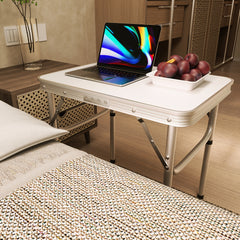 Side Table Small Foldable TV Tray with 2 Height Adjustable, Foldable Coffee Table, Lightweight Aluminum Outdoor and Indoor Snack Sofa Table, Easy to Install, 60.96cm x 45.72cm 2-Height 30.48/60.96cm Adjustable, DAYPLUS