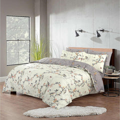 3pcs Caramel Flower Duvet Cover Set - Premium Floral Duvet Cover with Pillow Cases Super Soft Flower Bedding Sets Breathable Reversible Grey Quilt Covers, Machine Washable Double King Superking Size