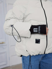 Women's Winter Casual Warm Padded Coat with Fashionable Double Hood and Windproof Cuffs
