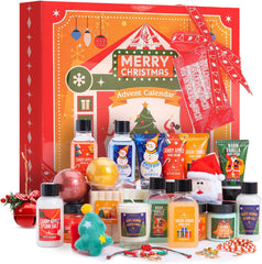 Advent Calendar 2025 Christmas for Women, 24Pcs Bath Sets for Women Gift Christmas Spa Gift Set with Christmas Tree Bracelet, Bubble Bath, Xmas Decorations Etc, Xmas Gift Idea for Mum, Daughter