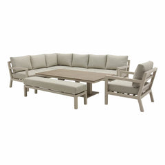 Bramblecrest Stowe 4 Piece L-Shaped Deep Seating Patio Set with Height Adjustable Table