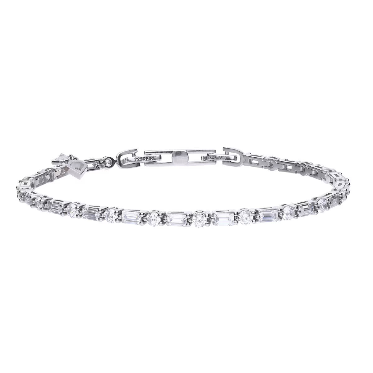 Diamonfire Sterling Silver Cubic Zirconia Baguette and round Bracelet