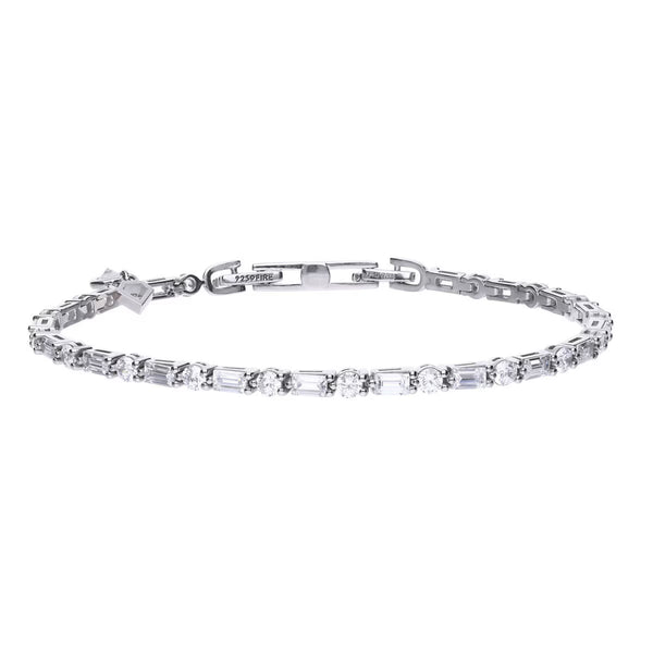 Diamonfire Sterling Silver Cubic Zirconia Baguette and round Bracelet