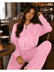 Women'S Soft Touch Tracksuit Set, Zip Up Hooded Jacket & Joggers, Casual 2pcs Lounge Wear Co Ord Outfit, Casual and Sports Wear, Gym Wear Street Wear