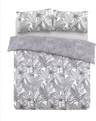 Night Comfort Breathable Duvet Cover with Pillowcases | 100% Polycotton Percale Exclusive Peyton Grey White Design | Machine Washable and Non-Allergenic Bedding Set