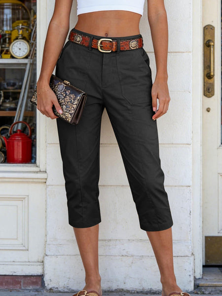 Women'S High-Waisted Straight-Leg Cropped Casual Pants | Side-Pocket Design, Breathable Drape Fabric, Office & Commute Pants | 2026 Summer New Arrival Women'S Casual Pants, Summer Women'S Clothing, Women'S, Affordable