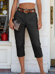 Women'S High-Waisted Straight-Leg Cropped Casual Pants | Side-Pocket Design, Breathable Drape Fabric, Office & Commute Pants | 2026 Summer New Arrival Women'S Casual Pants, Summer Women'S Clothing, Women'S, Affordable