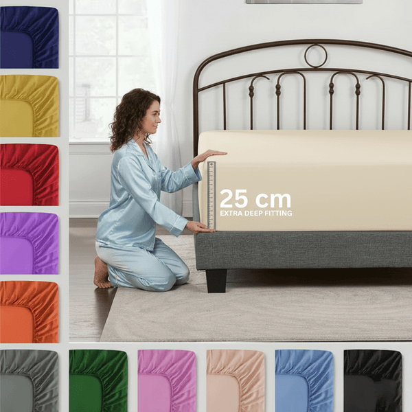 Microfiber Fitted Sheet Bed Sheet Hotel Quality Bedding Ultra Soft & Breathable Brushed Microfiber 25cm Deep Pocket Fitted Sheet