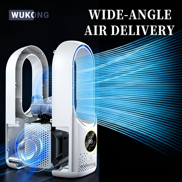 Leafless Portable Air Conditioner Fan, Safe And Hassle-Free with Bladeless Design, Six-Speed Quiet Cool Fan, 1-6 Hour Timer Shutoff, Built-In Humidification Function, Water And Ice Compatible, Suitable for Bedroom, Room, Office, Tent