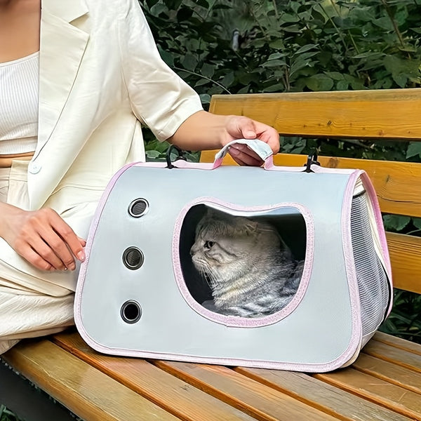 Large Pet Carrier Bag - Portable Folding Dog & Cat Travel Crate Cage with Zipper Closure, Spacious Interior, Front Door Window & Side Ventilation Mesh - Lightweight & Sturdy for Airplane, Car, Vet Visits - Safe & Comfortable Carrier for Medium Dogs, Cats,