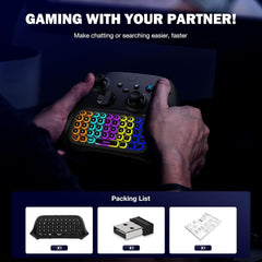 Moko RGB Backlight Keyboard for Xbox One Controller, Xbox Series X/S, Wireless Chatpad Keypad with 2.4G Receiver&3.5Mm Audio Jack, Xbox Accessories Mini Game Keyboard for Xbox One/One S/Elite/2, Black