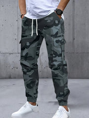 Men's Three-pc Cargo Pants, Solid Color Multi-Pocket Casual Outdoor Sports Trousers, Suitable for Spring, Summer, and Autumn