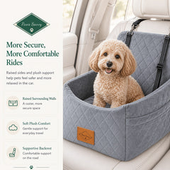 Paws Sauvy Dog Car Booster Seat with Safety Strap, Cozy Travel Bed for Small And Medium Dogs, Stable, Easy to Clean, 8 Colors Available