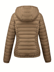 Women's Autumn/Winter Simple Lightweight Hooded Commuter Padded Coat with Pockets