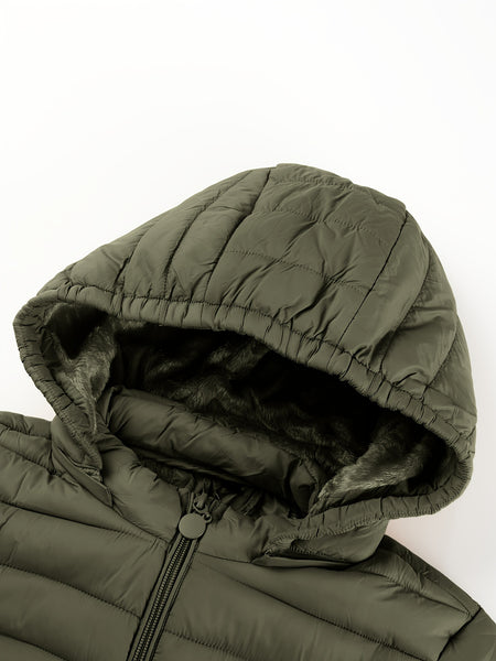 Women's Autumn/Winter Simple Lightweight Hooded Commuter Padded Coat with Pockets