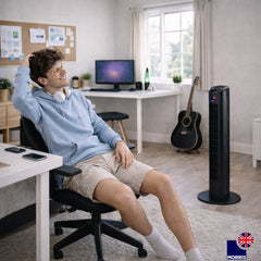 Morris Tower Fan 32 Inch Bladeless Design 3 Speeds Oscillating Remote Control Quiet 45dB for Bedroom Office 7.5H Timer