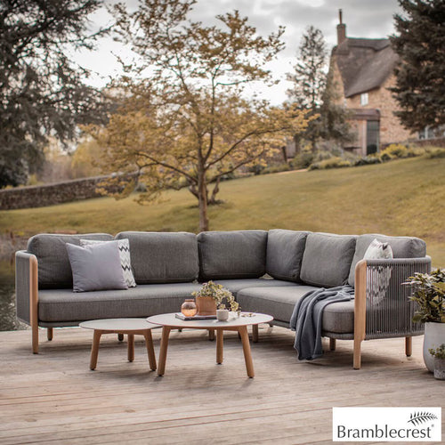 Bramblecrest Copenhagen Corner Sofa Patio Set with Duo round Coffee Tables
