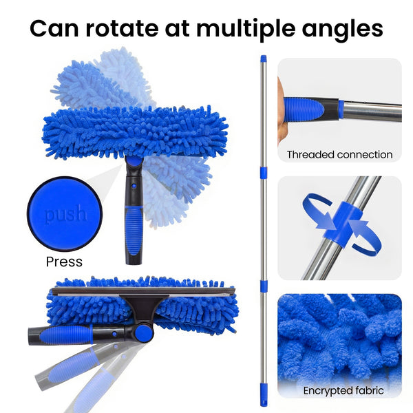 4M Window Squeegee Set Glass Cleaning Tool with Extension Poles & Washer for Indoor and Outdoor Use