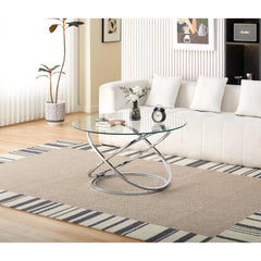 Round Abstract Chrome Effect Coffee Table In Silver Or Gold