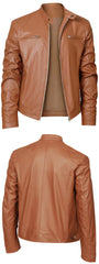 New Autumn/Winter Men's Jacket, European/American Style Motorcycle Jacket, Men's Stand Collar Windproof Winter Outerwear
