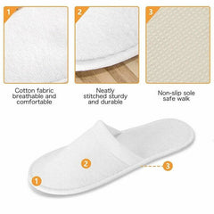 20Pairs Disposable Terry Cloth Slippers for Spa, Hotel, and Guest Use Office & School Supplies