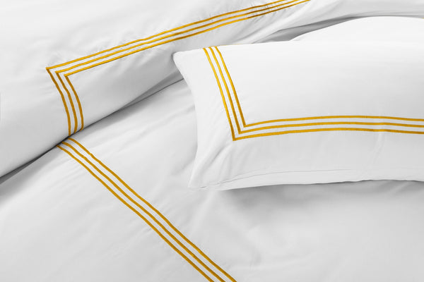 Embroided Baratta Stitch Duvet Cover Set with Matching Pillowcases - Ultra-soft Brushed Microfibre – Chic & Modern Design – Easy Care & Machine Washable