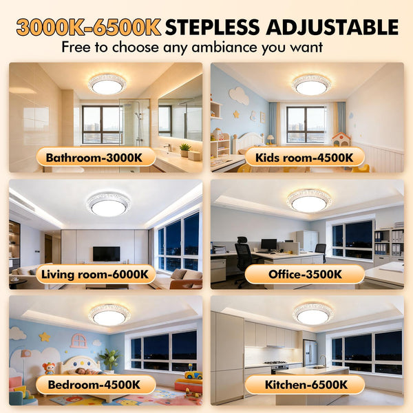 LED Ceiling Fan Light, LED Ceiling Light with Fan, Bladeless Ceiling Fan Light, 3 Switchable Colour Temperatures (3000K/4500K/6500K), Adjustable Brightness, Suitable for Kitchen, Living Room And Bedroom Lighting, Comes with A Remote Control