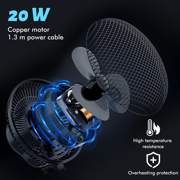 Plant Tent Clip-On Fan, Featuring a Newly Designed Long-Life EC Motor, Dual-Speed Adjustable Fan, 90° Rotation, 22Cm Diameter, Ideal for Hydroponic Systems And Circulation Cooling in Grow Rooms