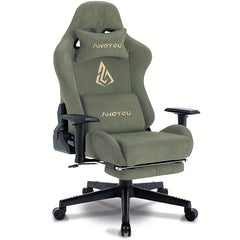 ANDYOU Gaming Chair, Comfortable Office Chair, Premium Fabric Soft As Faux Fur. Ergonomic PC Chair, Adjustable Swivel Work Chairs with Footrest