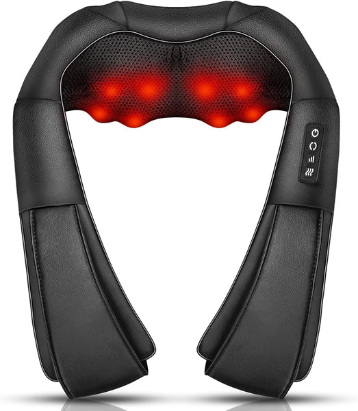 Neck Massager, Deep Tissue 3D Kneading, by Ikristin, Portable, with Heat, Shiatsu Massager for Neck, Back, Shoulder, Foot and Leg, at Home and Car, Suitable for Women and Men (Black)