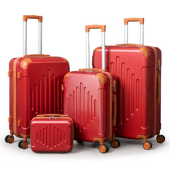4/5pcs Hard Shell Luggage Set, Expandable & Lightweight Hardside Suitcase With 360° Spinner Wheels (12, 16, 20, 24, 28 Inch) - Stylish White Paired With Brown Luggage
