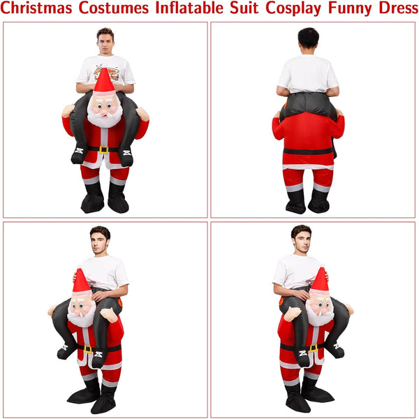 Christmas Inflatable Santa Claus Costume Xmas Santa Cosplay Elk Reindeer Suit Christmas Carnival Halloween Party Costume Prop for Adult
