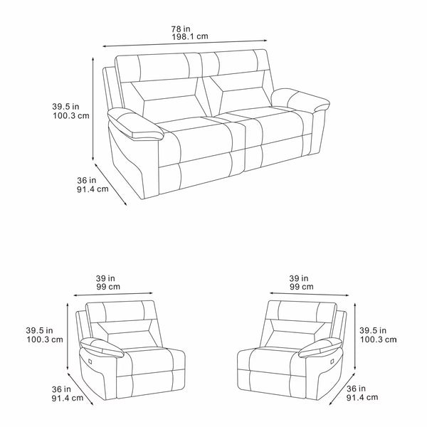 Lucca Grey Fabric Power Reclining Large 2 Seater Sofa