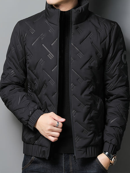 Lightweight Winter Stand Collar Jacket for Men, Quilted Thermal Business Casual Coat, Cold Weather Outerwear