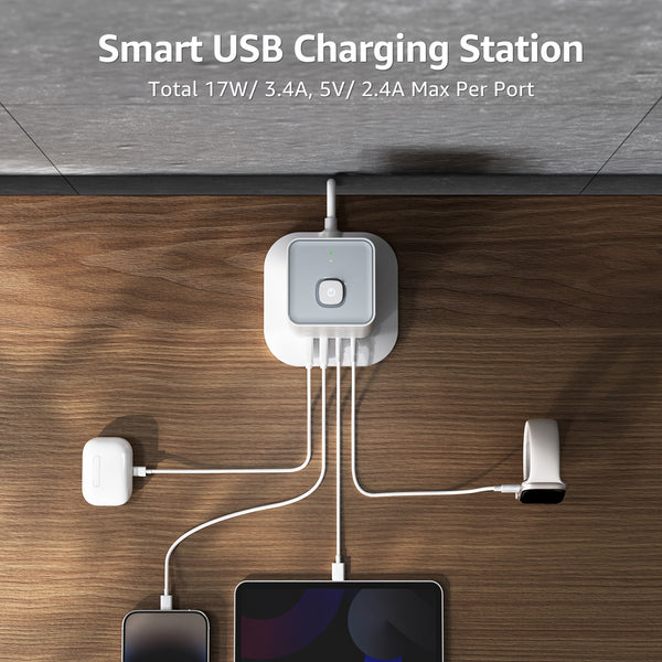 2M Tower Extension Lead With USB Slots, Hotimy 8 Way 4 USB (2 USB-A&2 USB C) Multi Plug Extension Tower, Surge Protected Extension Lead With Switch, 2 Meters Extension Cable For Home Office 13A 3250W