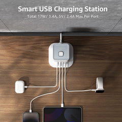 2M Tower Extension Lead With USB Slots, Hotimy 8 Way 4 USB (2 USB-A&2 USB C) Multi Plug Extension Tower, Surge Protected Extension Lead With Switch, 2 Meters Extension Cable For Home Office 13A 3250W