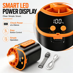 Neck-hanging Portable Waist Fan, Featuring An 18000RPM Powerful Brushless Motor, 5 Adjustable Wind Speedsand A 5000mAh High-capacity Long-lasting Battery. Equipped with An LED Power Indicator, It Is Suitable for Outdoor Work, Camping