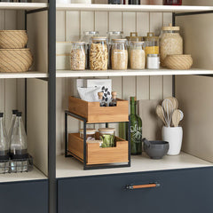 Seville Classics Bamboo 2-Tier Sliding Drawer Organiser