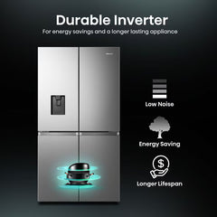 Hisense RQ758N4SWSE, Pureflat Multi Door Fridge Freezer, E Rated in Silver