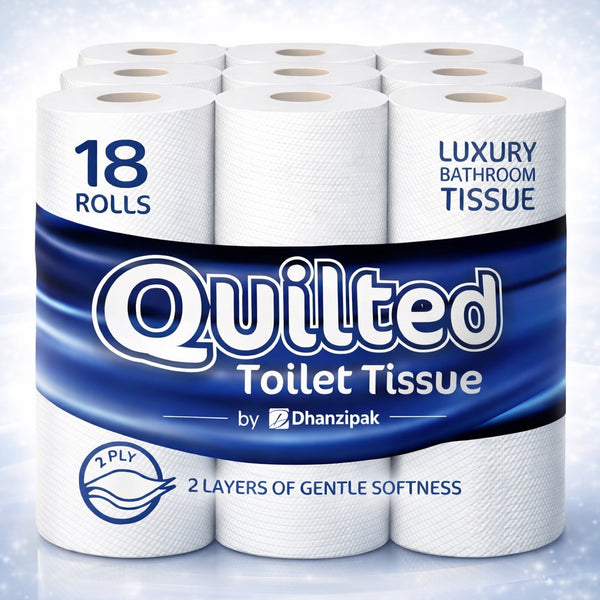 18 Rolls of 2-Ply Soft Quilted Toilet Paper | Generous Length per Roll | Luxuriously Soft, Strong & Highly Absorbent Toilet Tissue