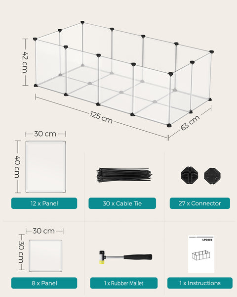 Pet Playpen, Pet Fence Indoor, Modular Animal Pen with Floor, for Hamsters, Rabbits, Hedgehogs, Ferrets
