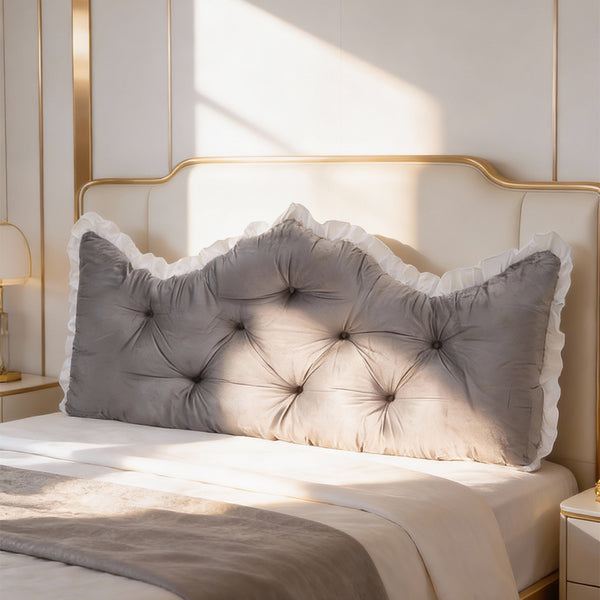 Large Ultra-Soft Comfortable Plush Backrest Pillow, Princess Style Reading Cushion, Neck and Back Support, Luxurious Fashionable Home Style Multifunctional Lace Ruffled Headboard Cushions, Suitable for Bedroom, Living Room, Dorm, Sofa Home Decor, Machine