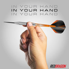 RED DRAGON Amberjack Tungsten Darts Set with Darts Flights & Dart Stems (Shafts) – Professional 90% Tungsten Premium Darts Set – Available in 22G, 23G, 24G, 25G, 26G, 27G, 28G, 30G