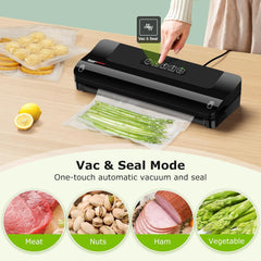 Bonsenkitchen Vacuum Sealer, Fast-Compact Vacuum Sealer Machine, High-Speed Continuous Working, Multi-Functional Food Vacuum Sealer with Vacuum Bags & Accessory Hose