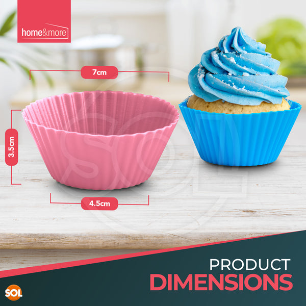 24–48 Pack Silicone Cupcake Cases Reusable | Non Stick Muffin Baking Cups & Cake Moulds | Dishwasher Safe Heat Resistant Cupcake Moulds for Oven & Air Fryer | Colourful Flexible Silicone Baking Cases for Muffins, Cupcakes & Desserts