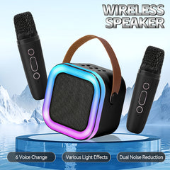 [Wireless Speakers] Wireless Speakers, Portable Speakers, Dual Microphones, RGB Lighting Effects, Multiple Voice-Changing Modes, Suitable for Family Gatherings, Birthday Parties, Outdoor Beaches, And Home Karaoke Machines